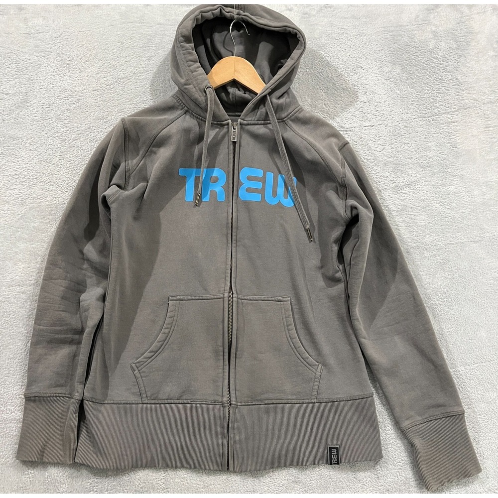 TREW GEAR Hoodie Womens M Gray Zip Y2K Long Sleeve Heavy Sweatshirt